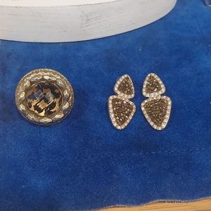 Adjustable leapord bling ring & bling earrings